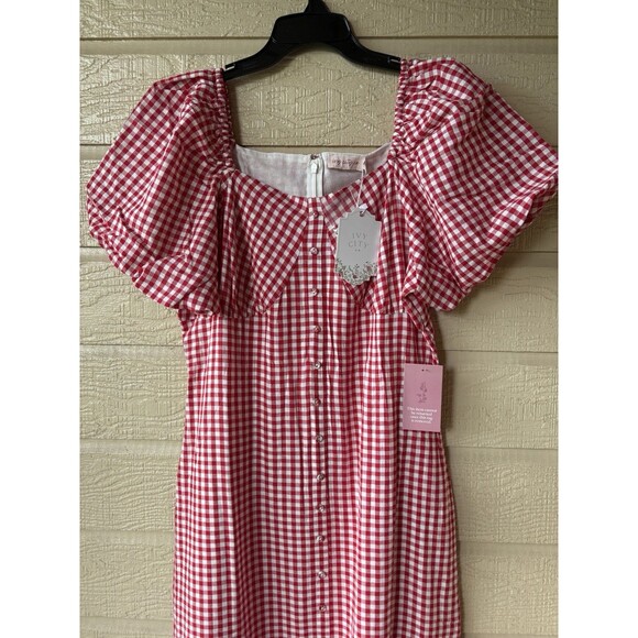 IVY CITY CO. womens Liberty Long Maxi Dress size 8 Red & White Gingham Check - Picture 6 of 10